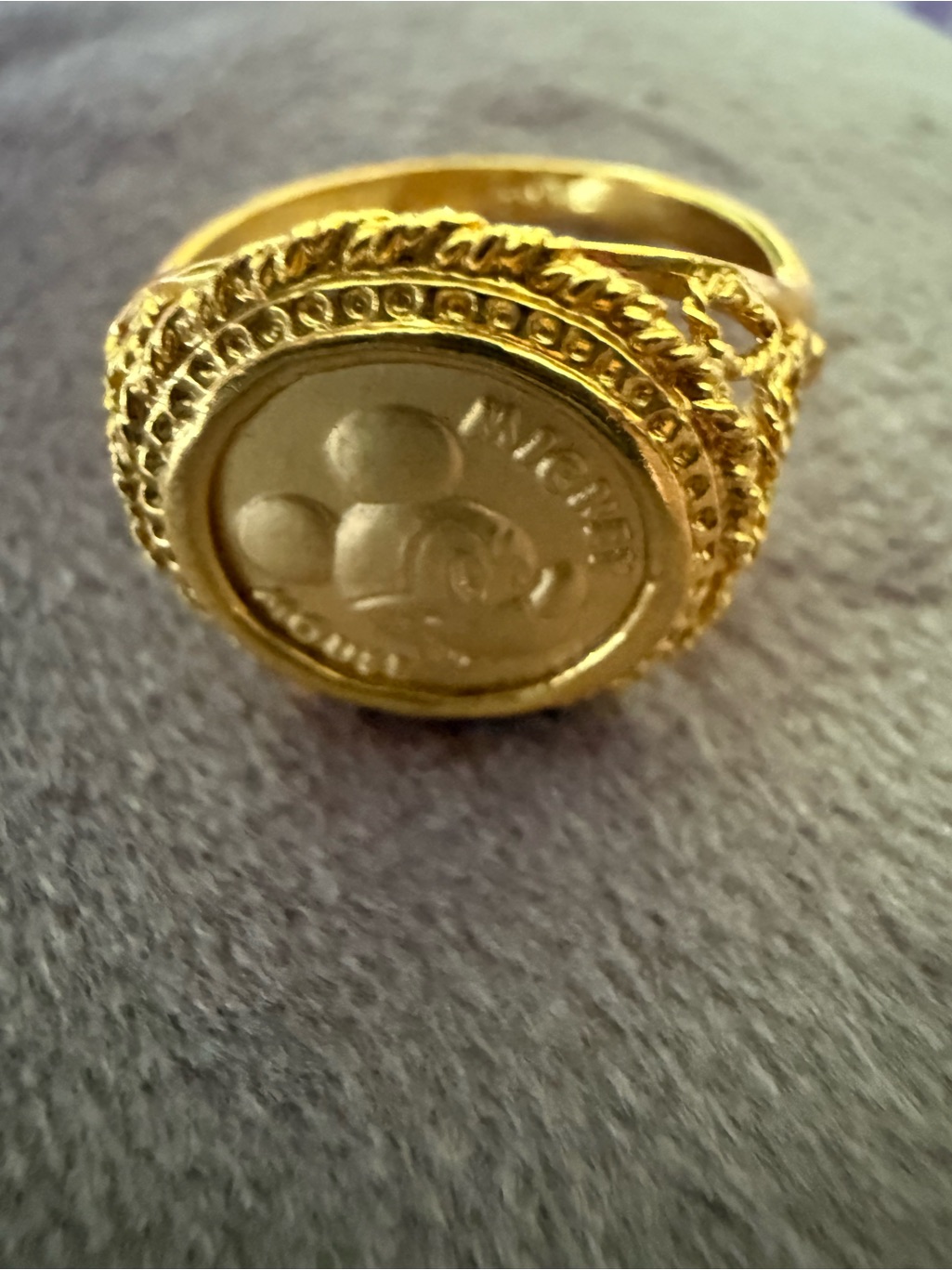 Vintage Mickey Mouse Disney Ring Gold Plated Size 10.5 New Old Stock Rare